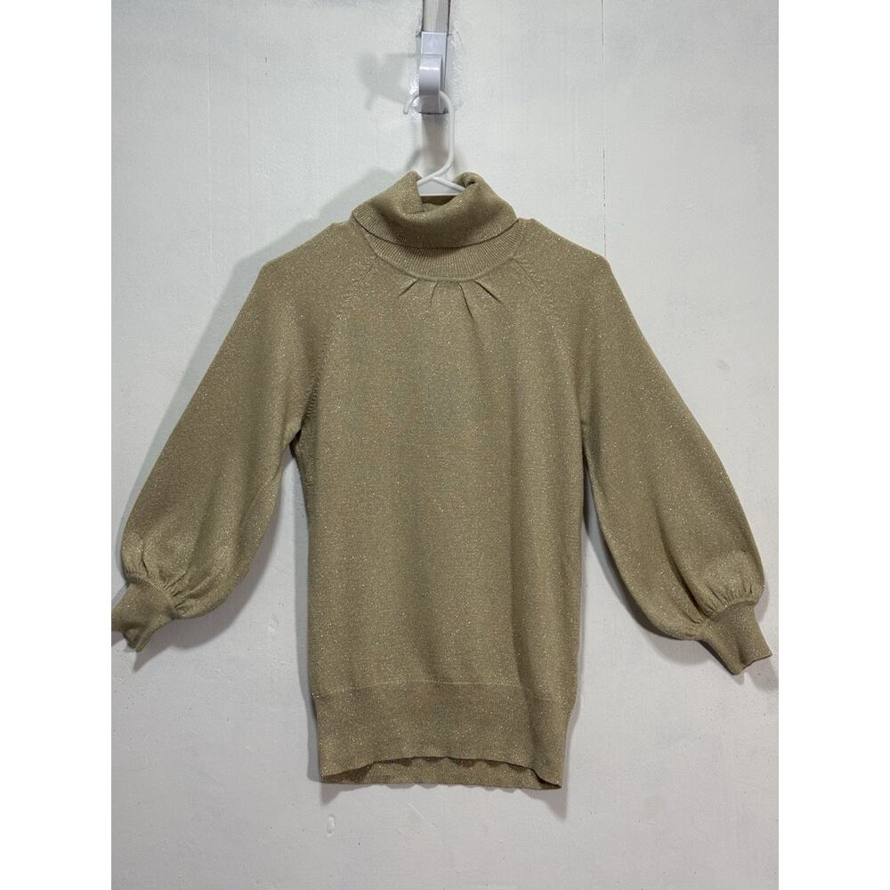 EXPRESS Design Studio Gold Metallic Turtleneck Sweater Women's Sz M